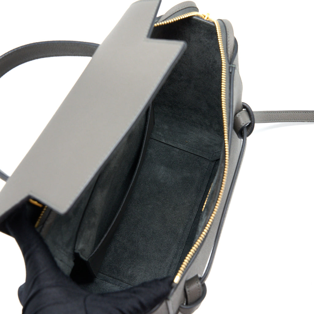 CELINE MICRO BELT BAG GRAINED CALFSKIN GREY GHW