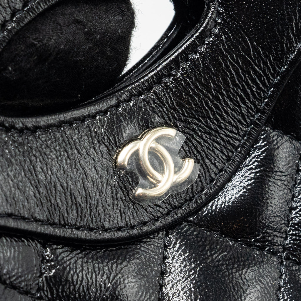 CHANEL 24S 31 NANO CLUTCH WITH CHAIN SHINY LAMBSKIN BLACK LGHW (MICROCHIP)