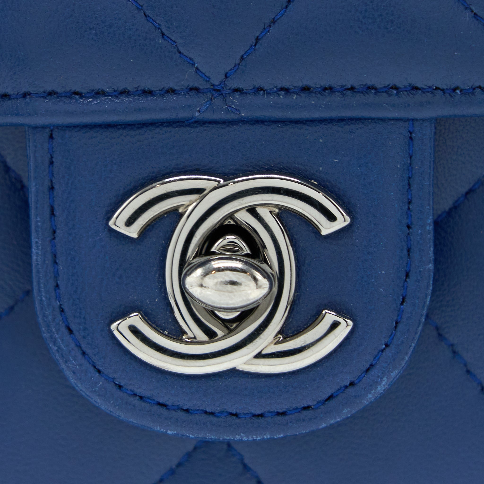 CHANEL FLAP PHONE CASE LAMBSKIN BLUE SHW