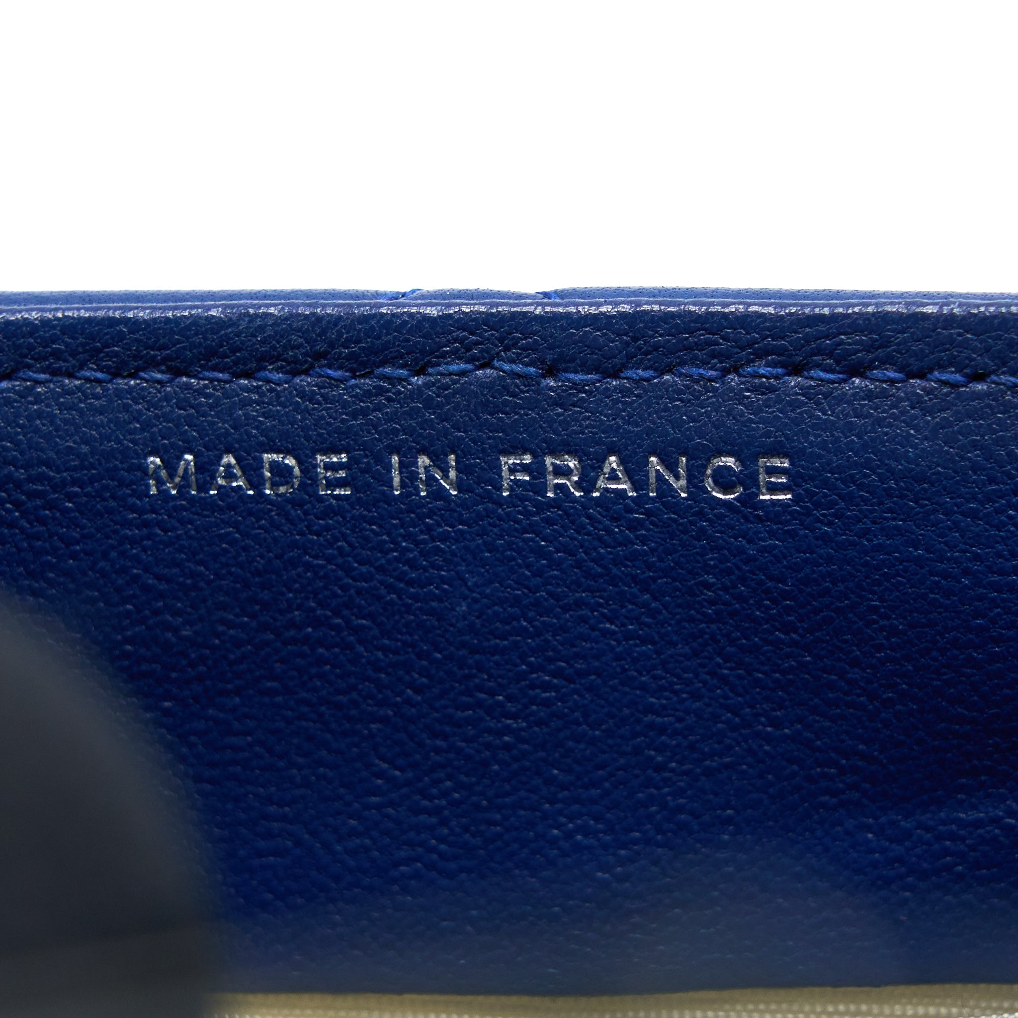 CHANEL FLAP PHONE CASE LAMBSKIN BLUE SHW