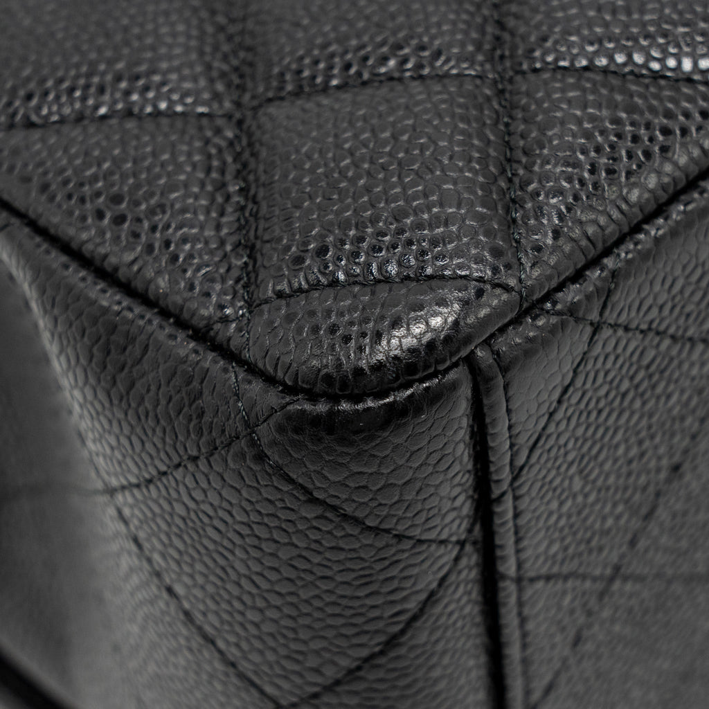 CHANEL MAXI CLASSIC DOUBLE FLAP BAG CAVIAR BLACK SHW