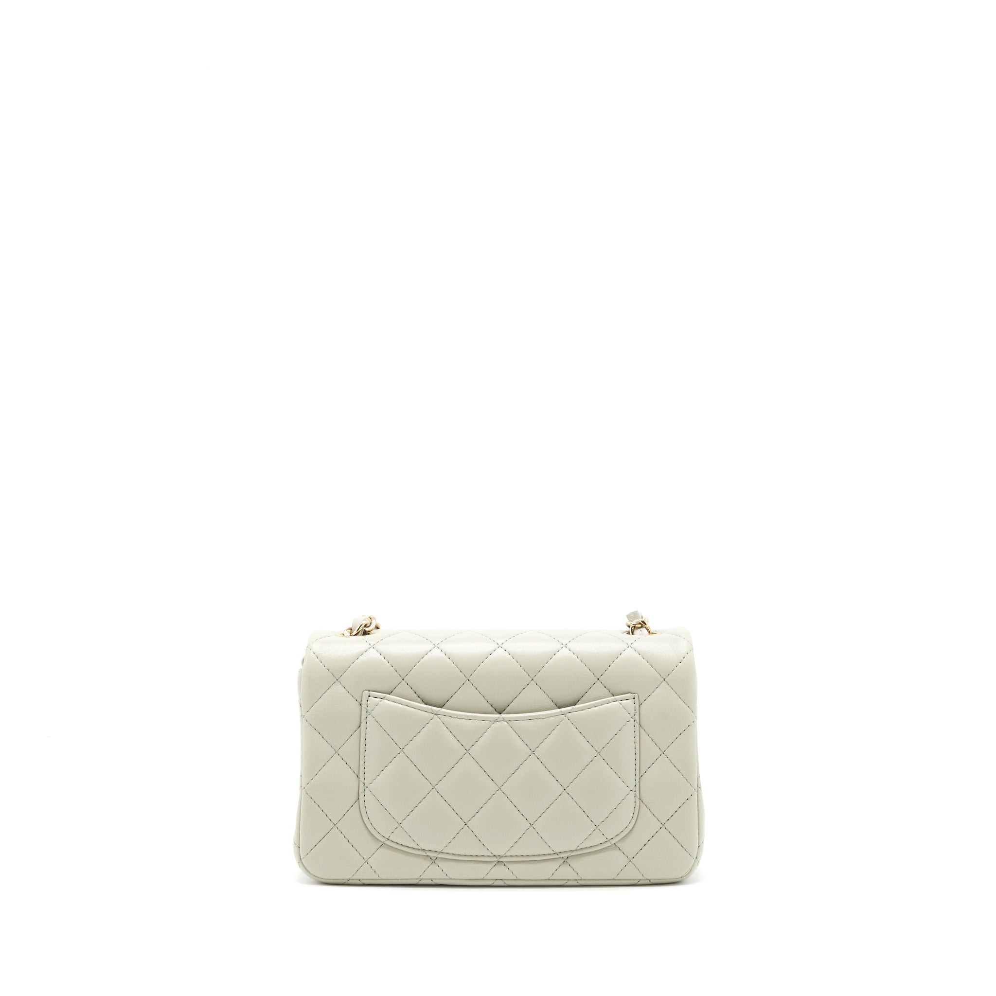 CHANEL MINI RECTANGULAR FLAP BAG LAMBSKIN LIGHT GREY LGHW (MICROCHIP)