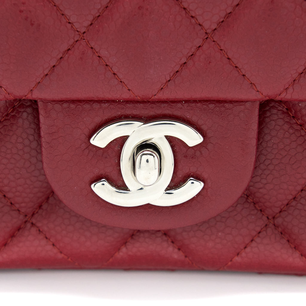 CHANEL MINI RECTANGULAR FLAP BAG CAVIAR RED SHW