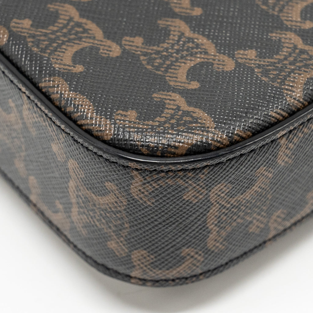 CELINE TRIOMPHE SHOULDER BAG TRIOMPHE CANVAS/CALFSKIN TAN GHW