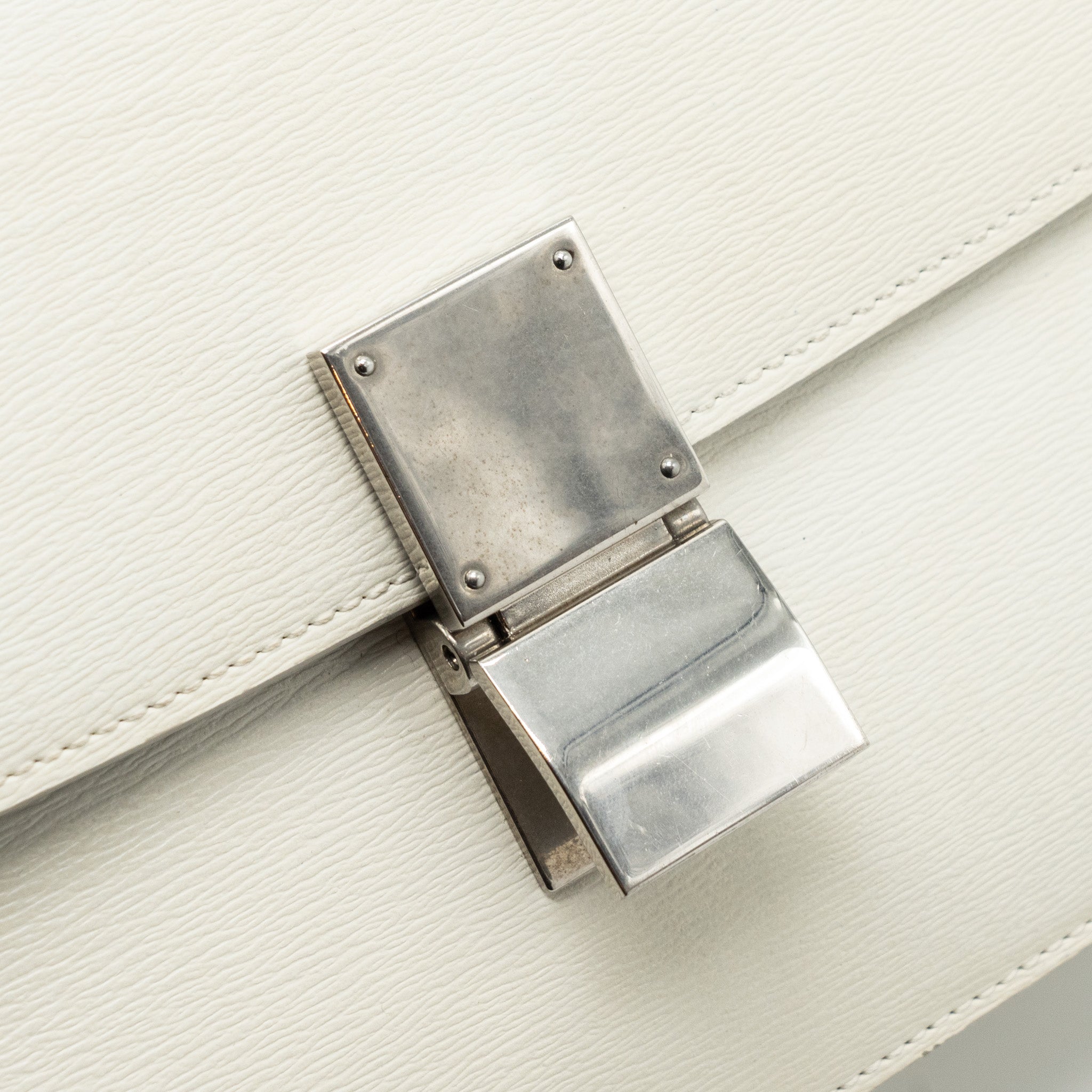 CELINE MEDIUM CLASSIC BOX BAG CALFSKIN WHITE SHW