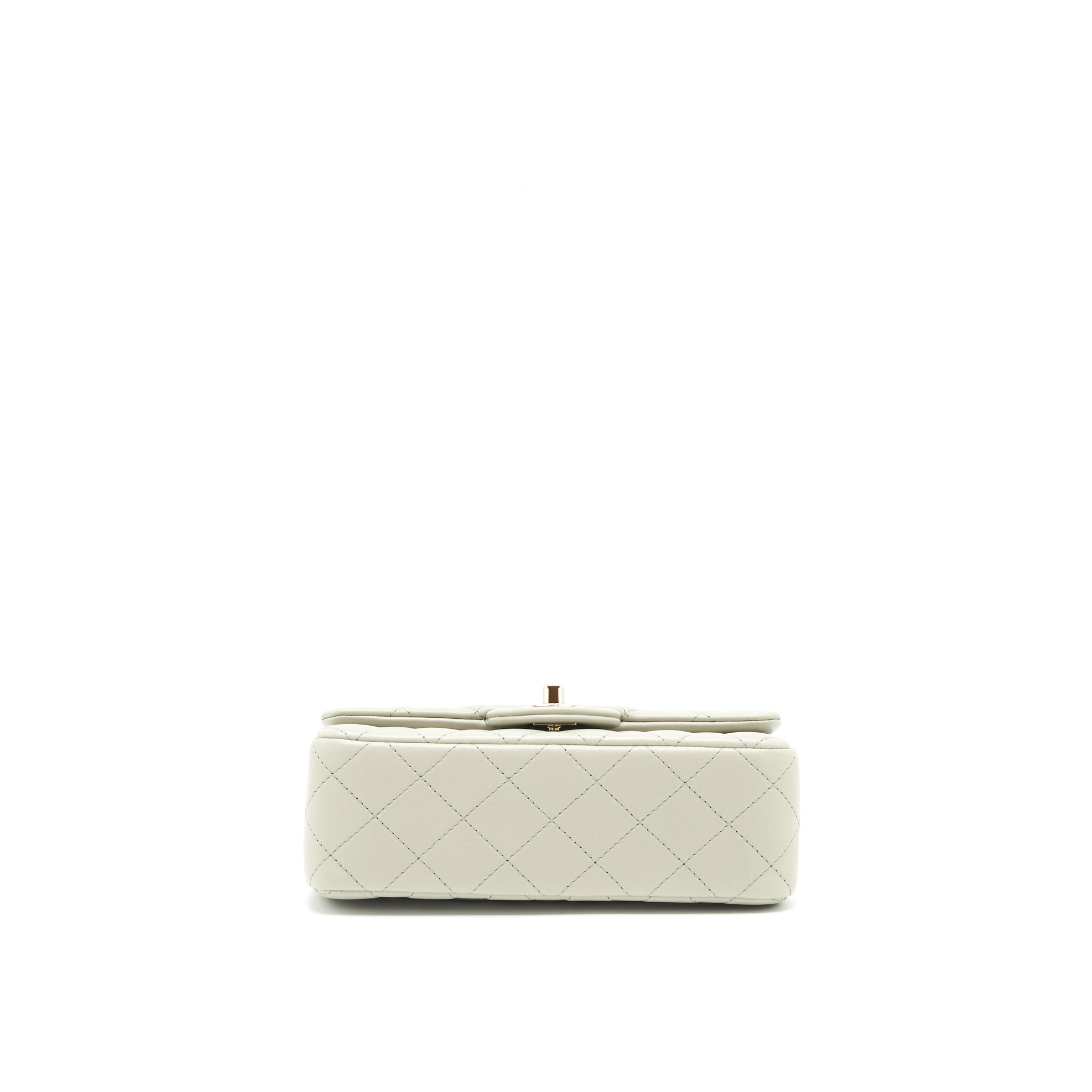 CHANEL MINI RECTANGULAR FLAP BAG LAMBSKIN LIGHT GREY LGHW (MICROCHIP)