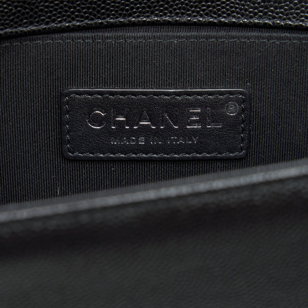 CHANEL SMALL BOY BAG CAVIAR BLACK RUTHENIUM SLIVER HARDWARE