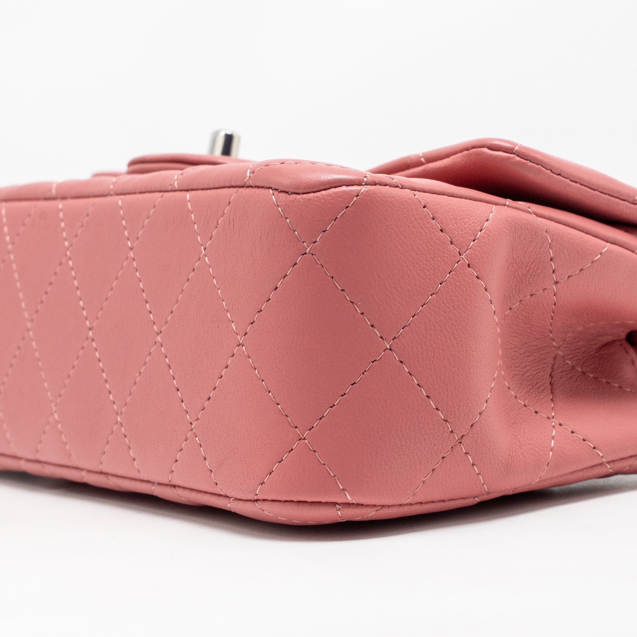 CHANEL MINI RECTANGULAR FLAP BAG LAMBSKIN PINK SHW
