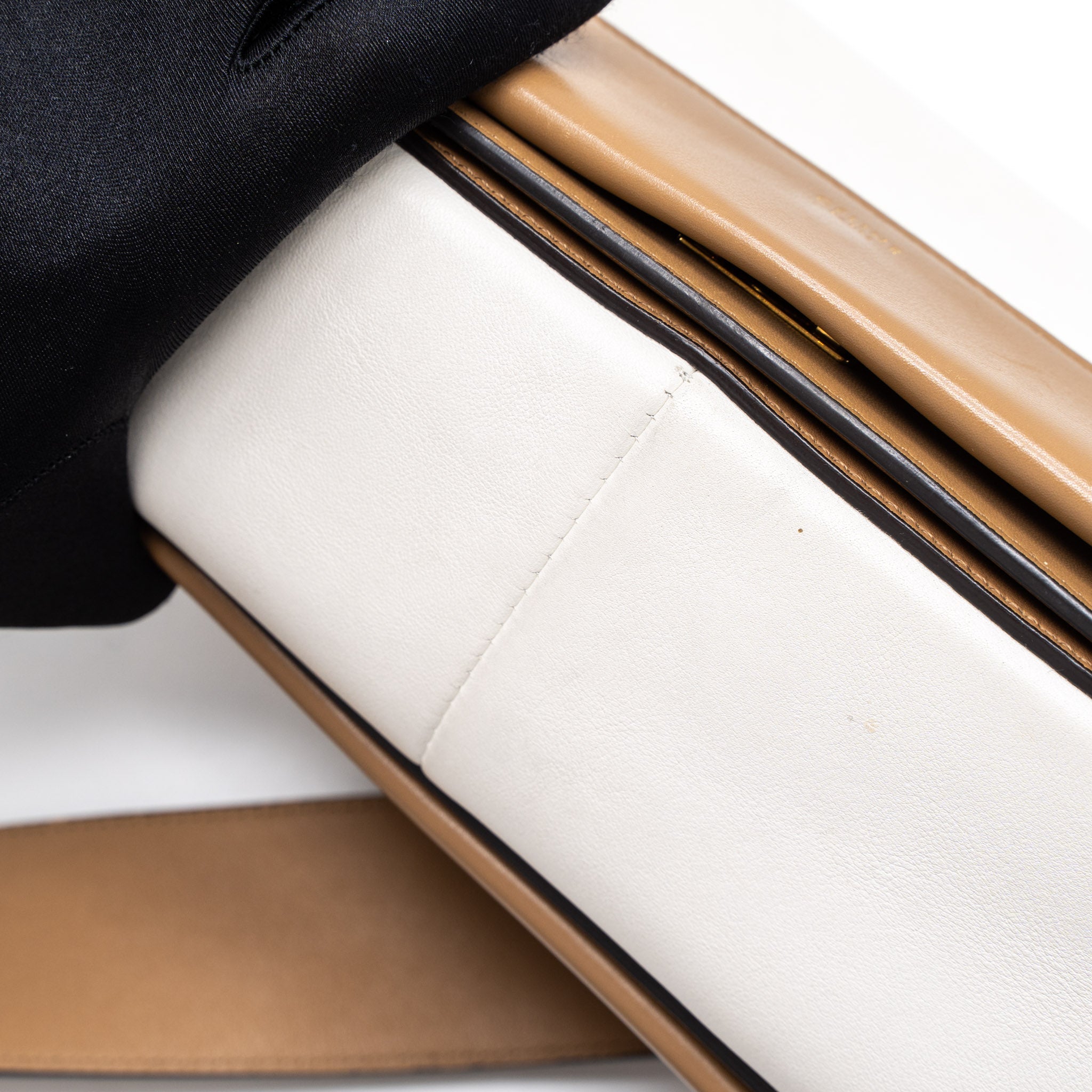 CELINE FRAME BAG CALFSKIN CREAM/BROWN BRUSHED GHW