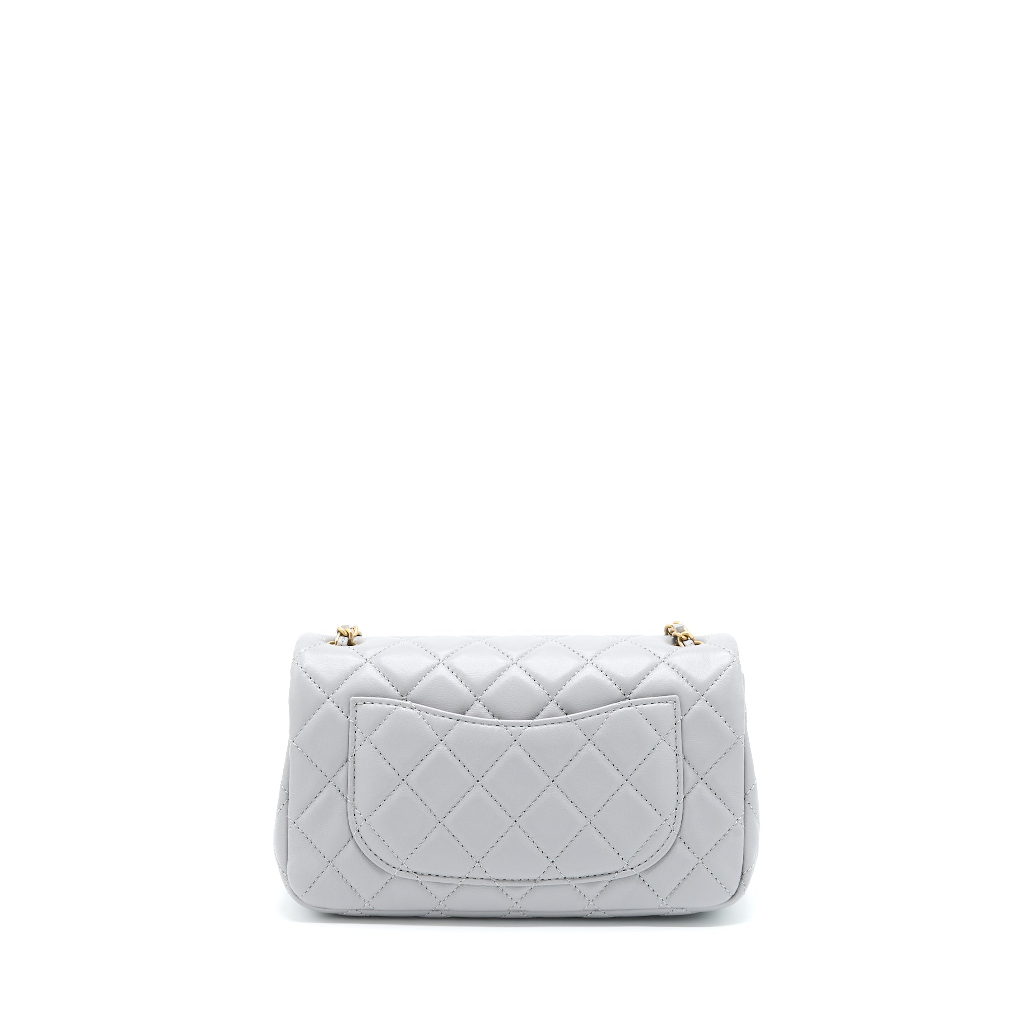 CHANEL 21B PEARL CRUSH MINI RECTANGULAR FLAP BAG LAMBSKIN GREY GHW (MICROCHIP)
