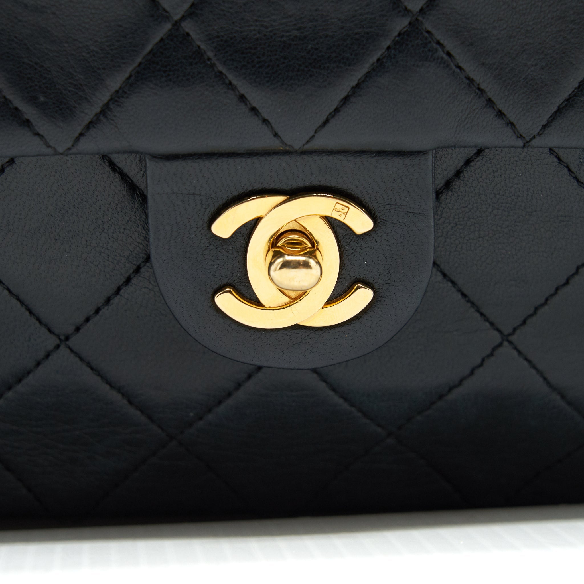 CHANEL VINTAGE SMALL FLAP BAG LAMBSKIN BLACK GHW