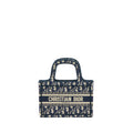 DIOR MINI BOOK TOTE BLUE OBLIQUE EMBROIDERY