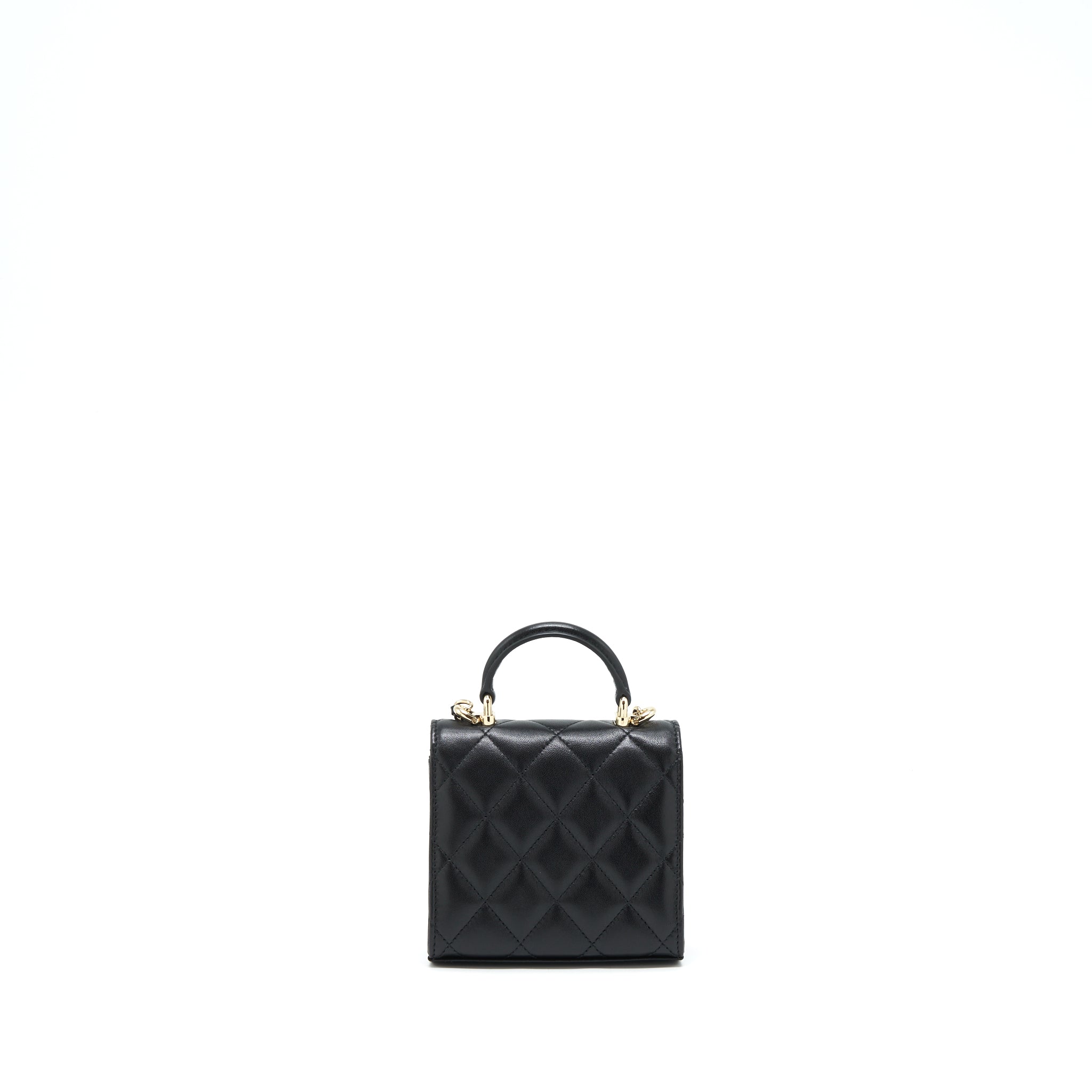 CHANEL 22P TOP HANDLE MINI FLAP BAG WITH CHAIN LAMBSKIN BLACK LGHW