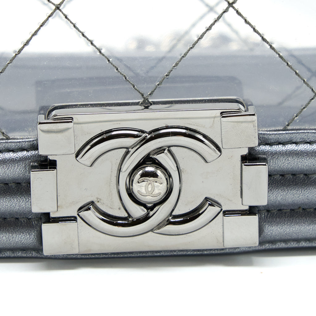 CHANEL SMALL BOY PVC/LAMBSKIN SILVER SHW