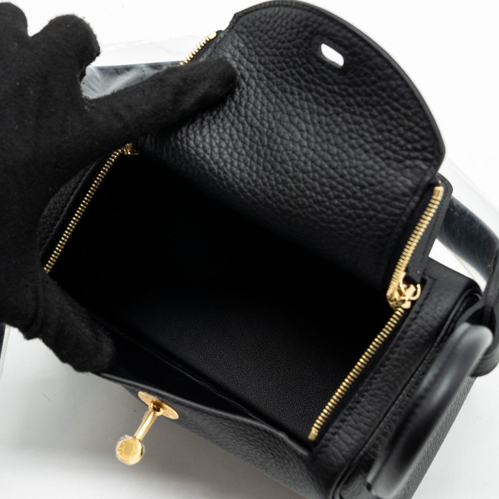 HERMES MINI LINDY CLEMENCE BLACK GHW