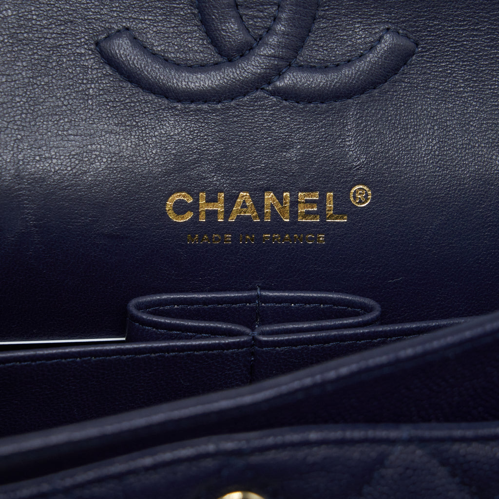 CHANEL SMALL CLASSIC FLAP BAG CAVIAR DARK BLUE LGHW