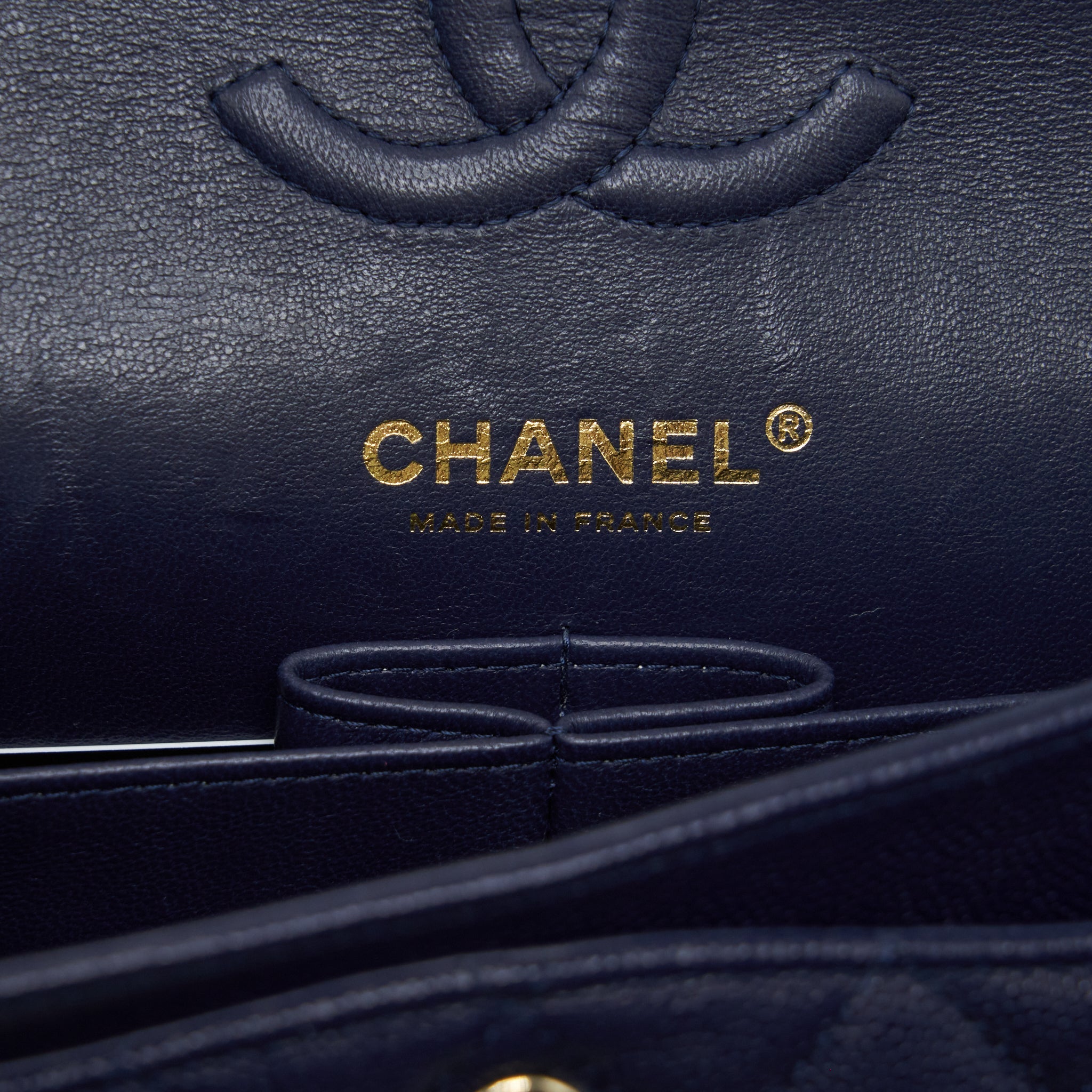 CHANEL SMALL CLASSIC FLAP BAG CAVIAR DARK BLUE LGHW