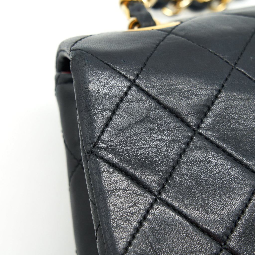 CHANEL VINTAGE SMALL FLAP BAG LAMBSKIN BLACK GHW