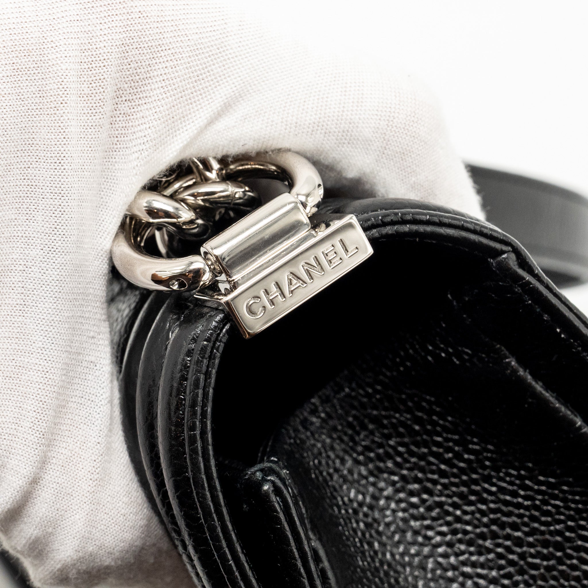 CHANEL CHEVRON MEDIUM BOY BAG CAVIAR BLACK SHW
