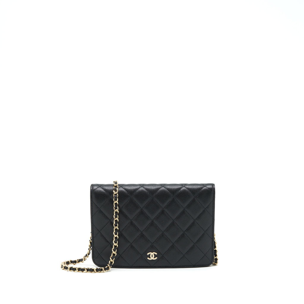 CHANEL 2 IN 1 WALLET ON CHAIN CAVIAR BLACK GHW