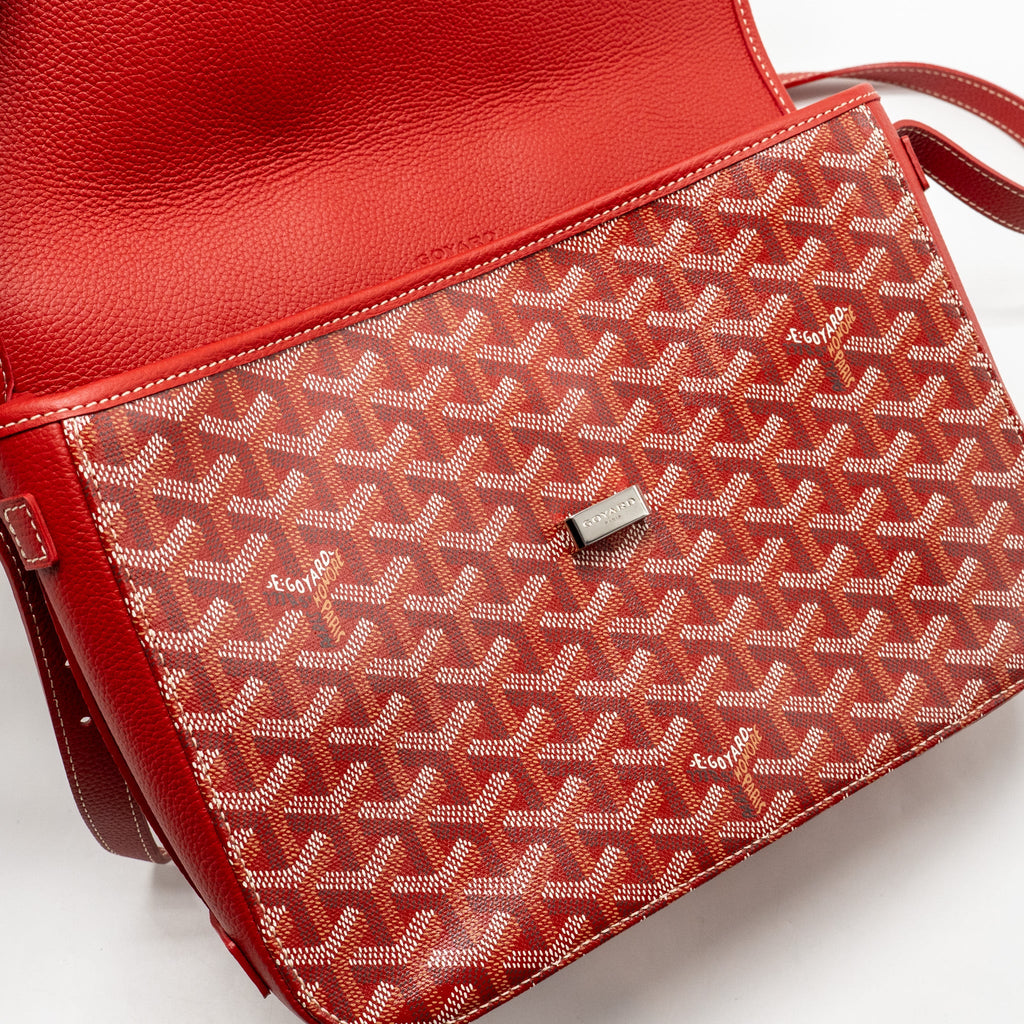 GOYARD BELVEDERE MM MESSENGER BAG GOYARDINE CANVAS/CALFSKIN RED SHW