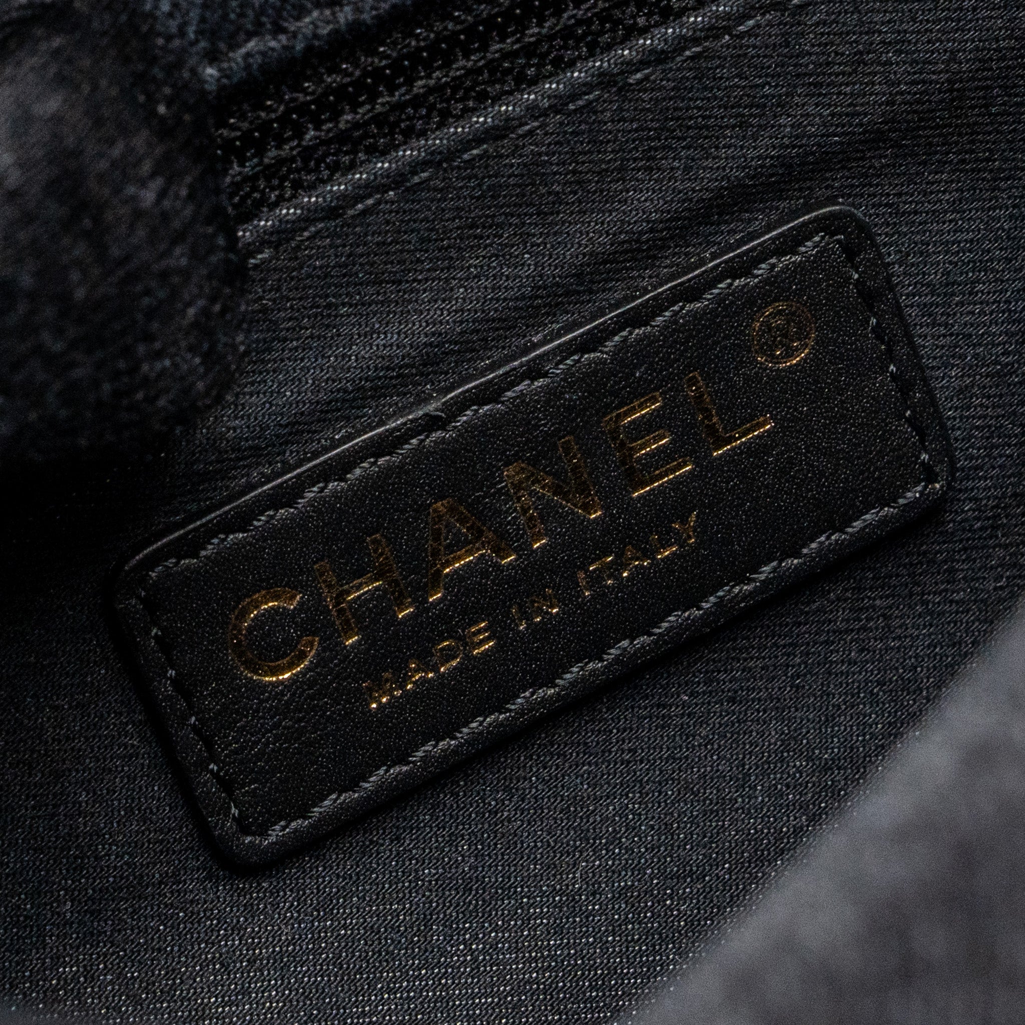 CHANEL BLACK DENIM FLAP BAG BRUSHED GHW (MICROCHIP)