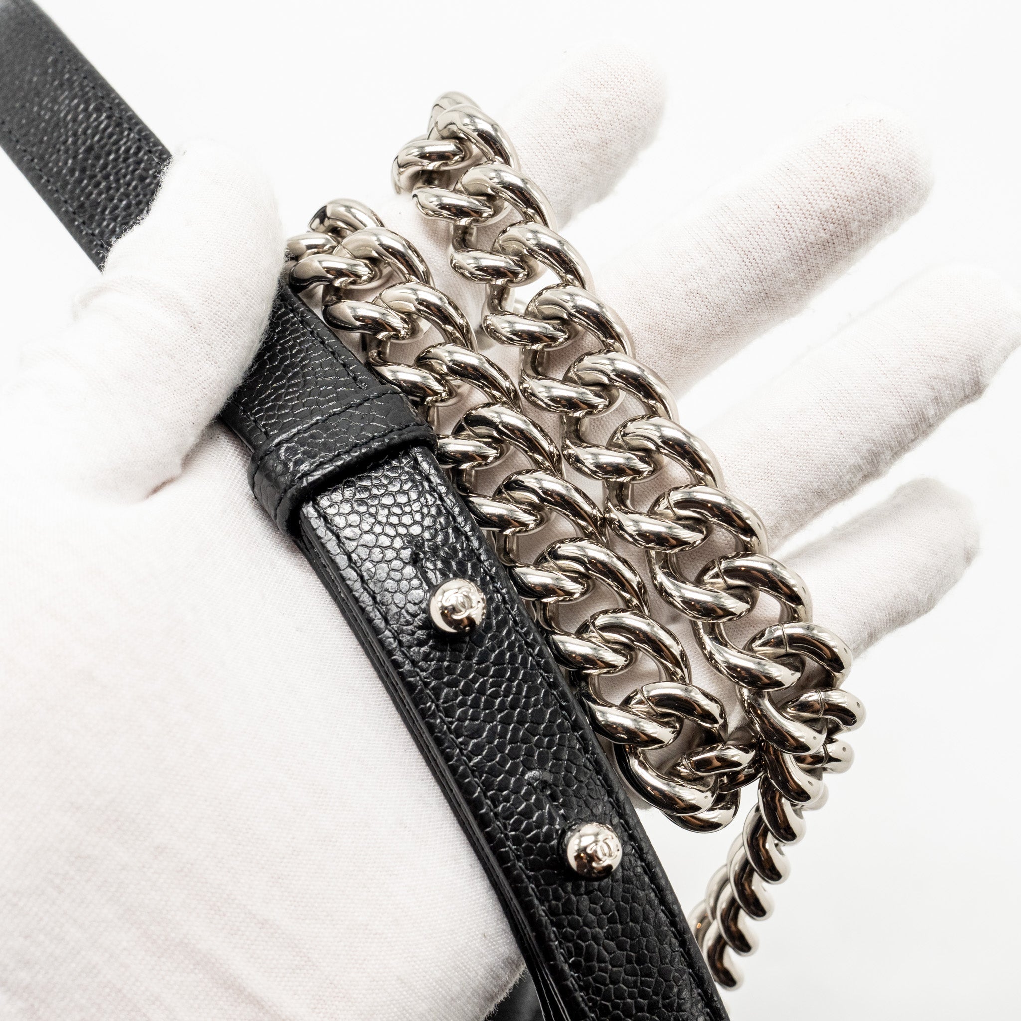 CHANEL CHEVRON MEDIUM BOY BAG CAVIAR BLACK SHW