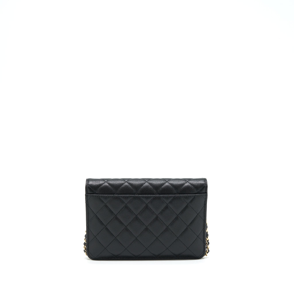 CHANEL 2 IN 1 WALLET ON CHAIN CAVIAR BLACK GHW