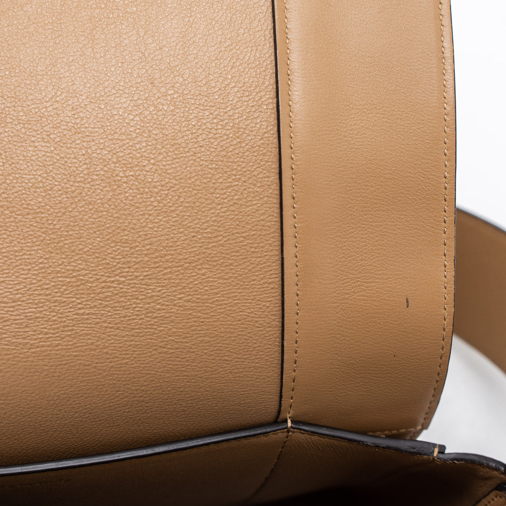 CELINE FRAME BAG CALFSKIN CREAM/BROWN BRUSHED GHW