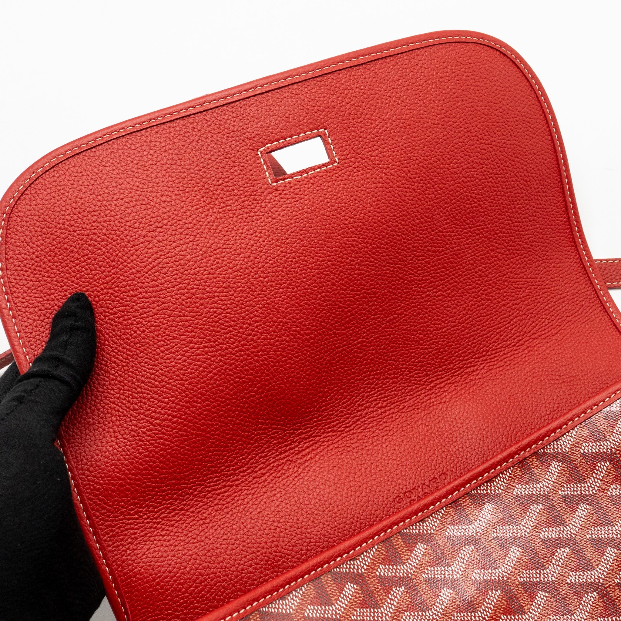 GOYARD BELVEDERE MM MESSENGER BAG GOYARDINE CANVAS/CALFSKIN RED SHW