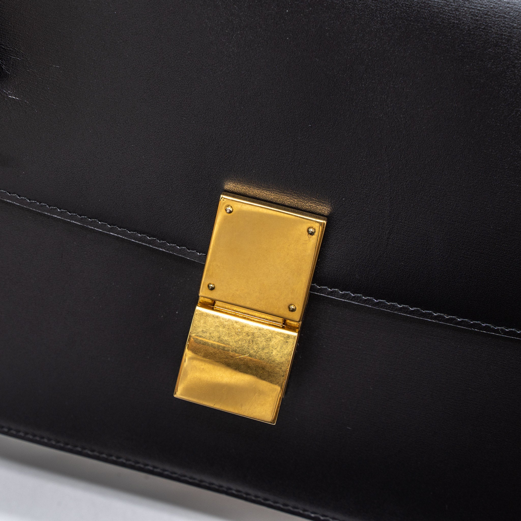 CELINE MEDIUM CLASSIC BOX CALFSKIN BLACK BRUSHED GHW
