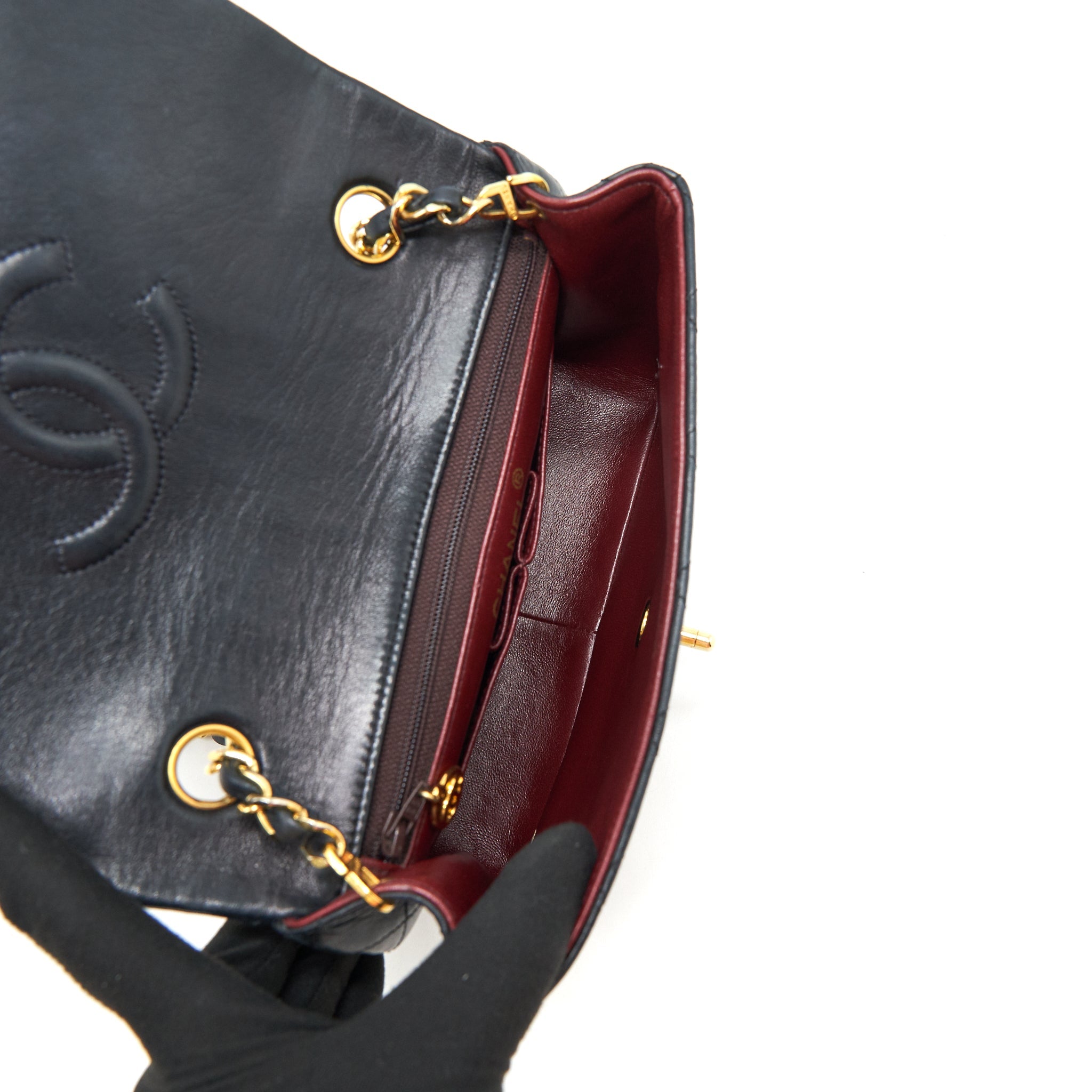 CHANEL VINTAGE SMALL FLAP BAG LAMBSKIN BLACK GHW