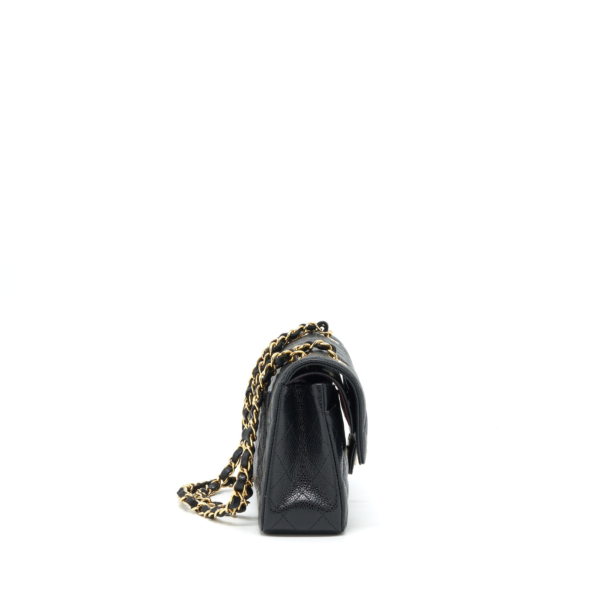 CHANEL SMALL CLASSIC DOUBLE FLAP BAG CAVIAR BLACK GHW (MICROCHIP)