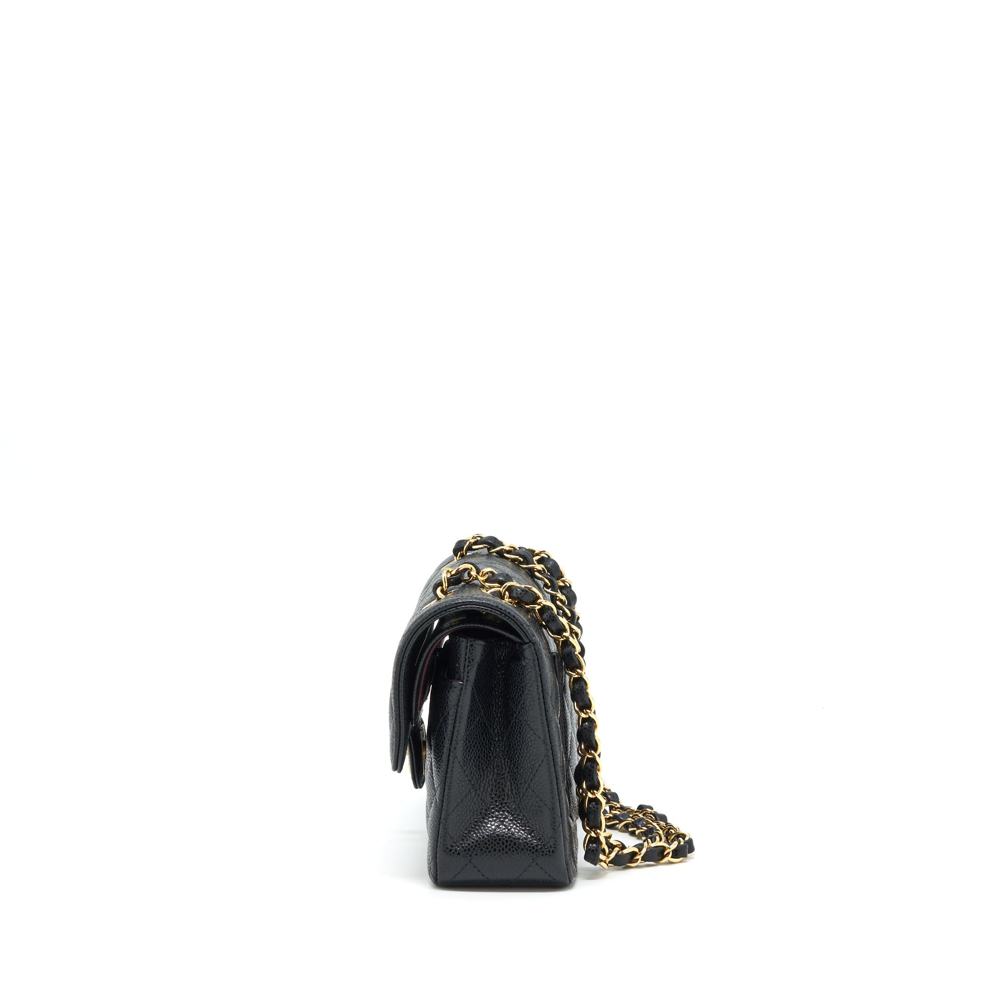 CHANEL SMALL CLASSIC DOUBLE FLAP BAG CAVIAR BLACK GHW (MICROCHIP)