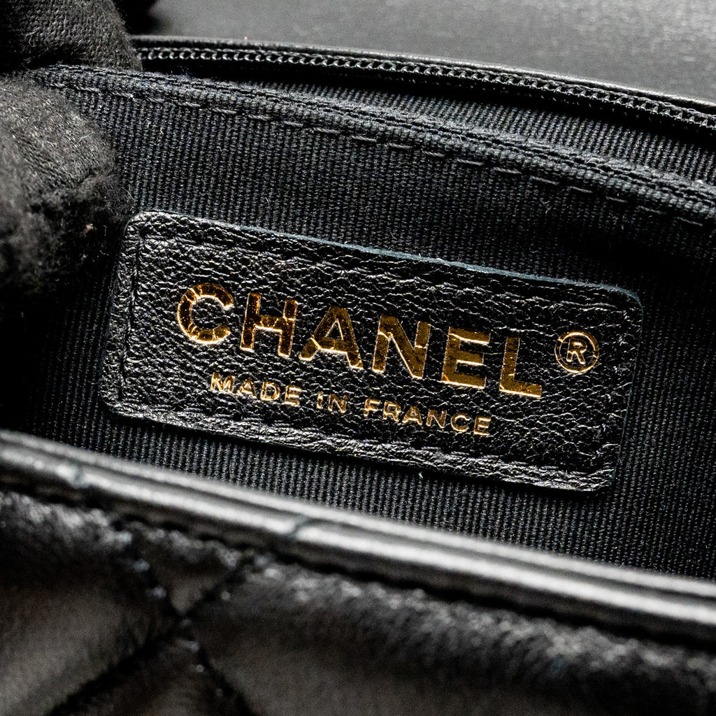 CHANEL QUILTED MINI FLAP BAG WITH DETAILED CHAIN LAMBSKIN BLACK GHW (MICROCHIP)