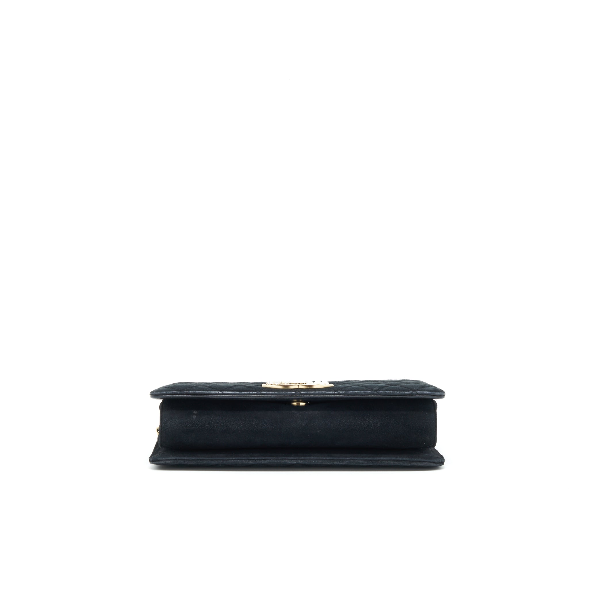 CHANEL QUILTED VELVET CC LOGO FLAP BAG BLACK LGHW