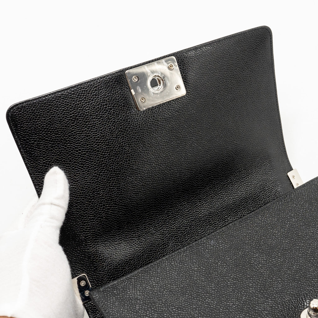 CHANEL CHEVRON MEDIUM BOY BAG CAVIAR BLACK SHW
