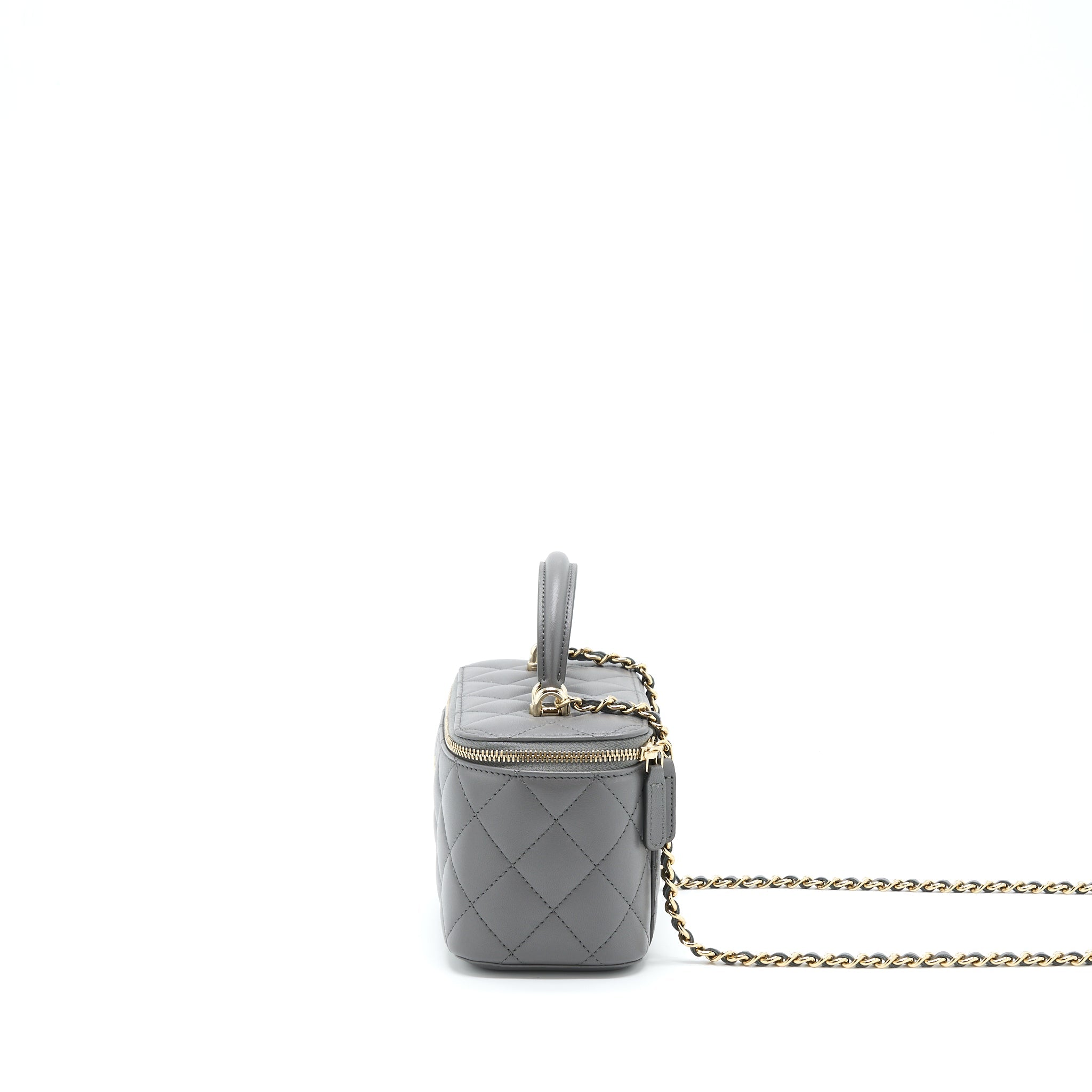 CHANEL 22A TOP HANDLE LONG VANITY WITH CHAIN GREY GHW