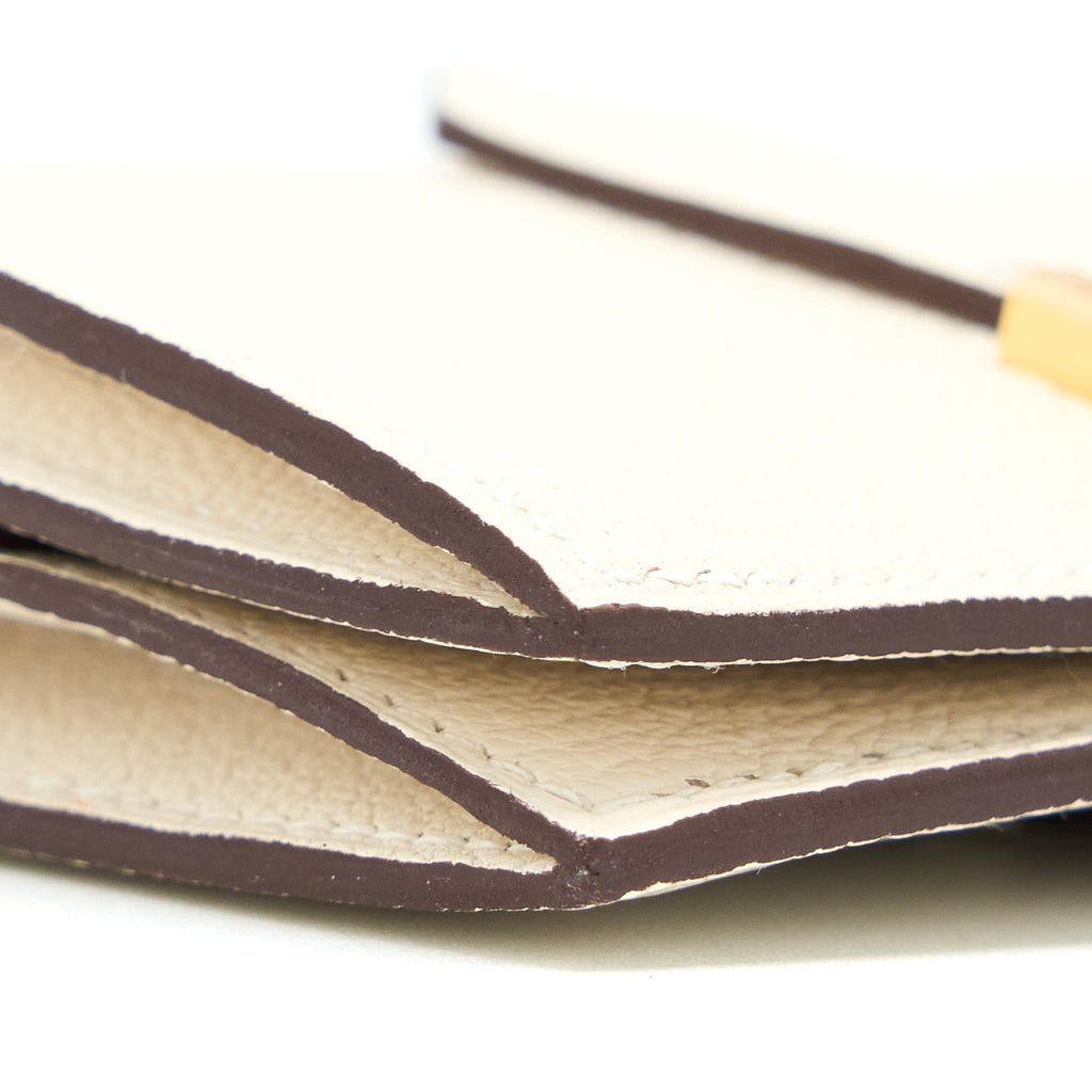 HERMES BEARN MINI WALLET CHEVRE MYSORE GOATSKIN NATA GHW