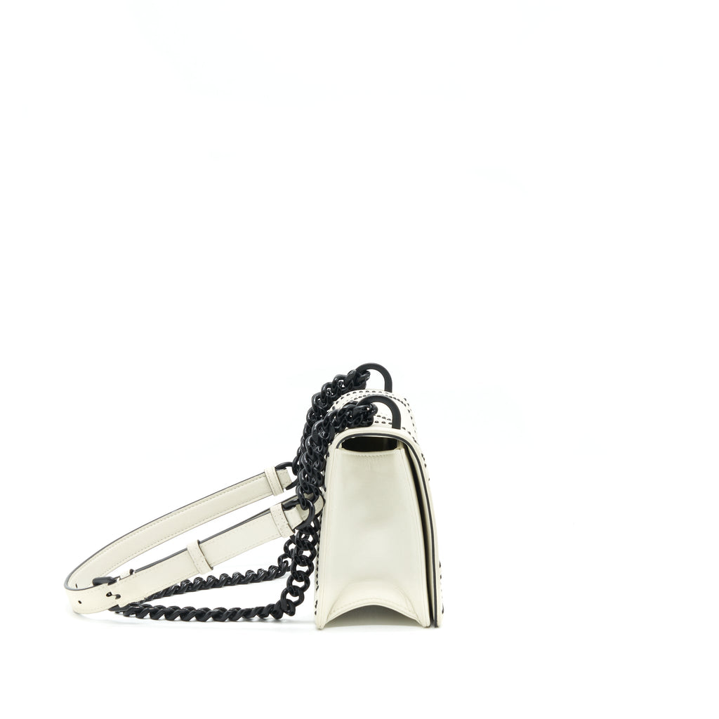 DIOR SMALL DIORAMA STUDDED WHITE WITH BLACK HARDWARE