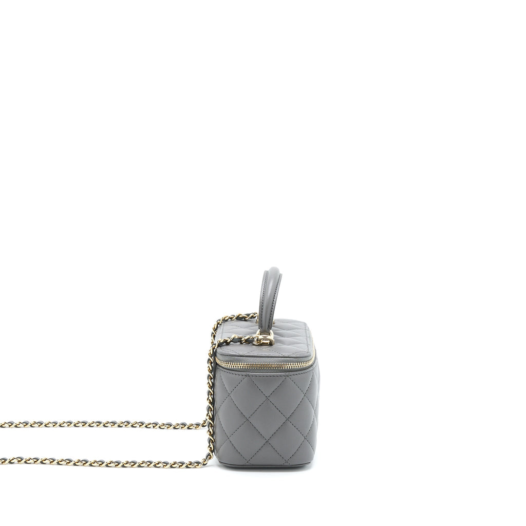 CHANEL 22A TOP HANDLE LONG VANITY WITH CHAIN GREY GHW