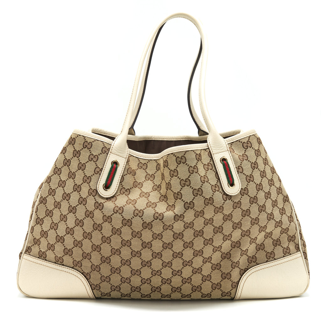 GUCCI PRINCY TOTE BAG GG SUPREME CANVAS/ WHITE GHW
