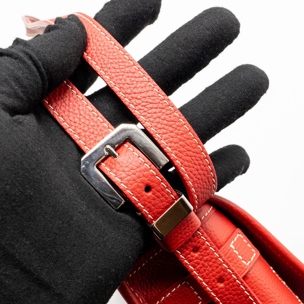 GOYARD BELVEDERE MM MESSENGER BAG GOYARDINE CANVAS/CALFSKIN RED SHW