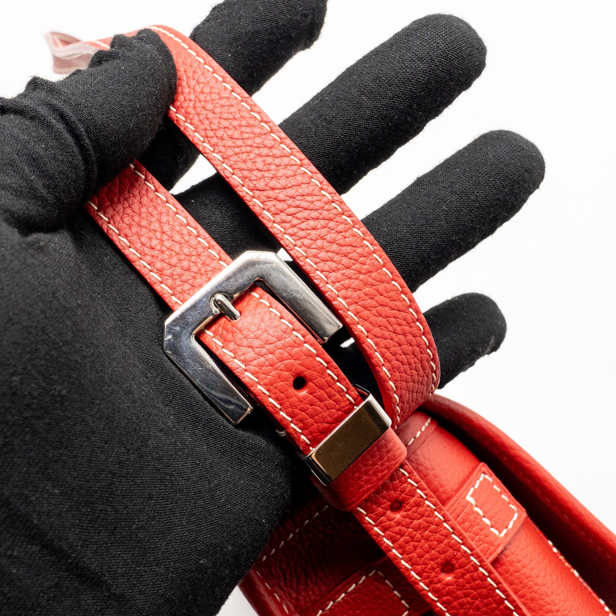 GOYARD BELVEDERE MM MESSENGER BAG GOYARDINE CANVAS/CALFSKIN RED SHW