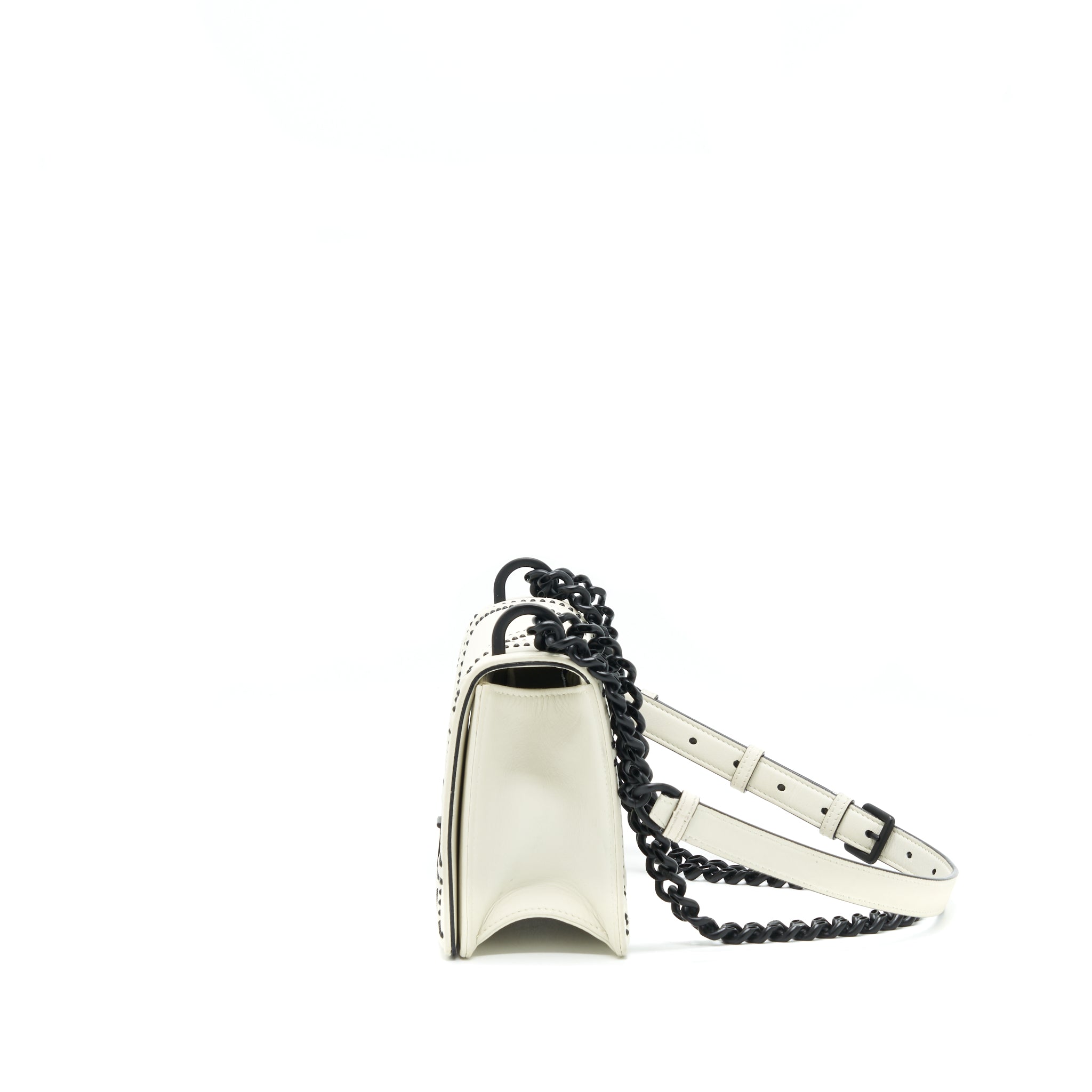 DIOR SMALL DIORAMA STUDDED WHITE WITH BLACK HARDWARE