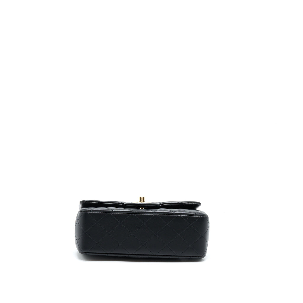 CHANEL 22A TOP HANDLE MINI RECTANGULAR FLAP BAG LAMBSKIN BLACK GHW (MICROCHIP)