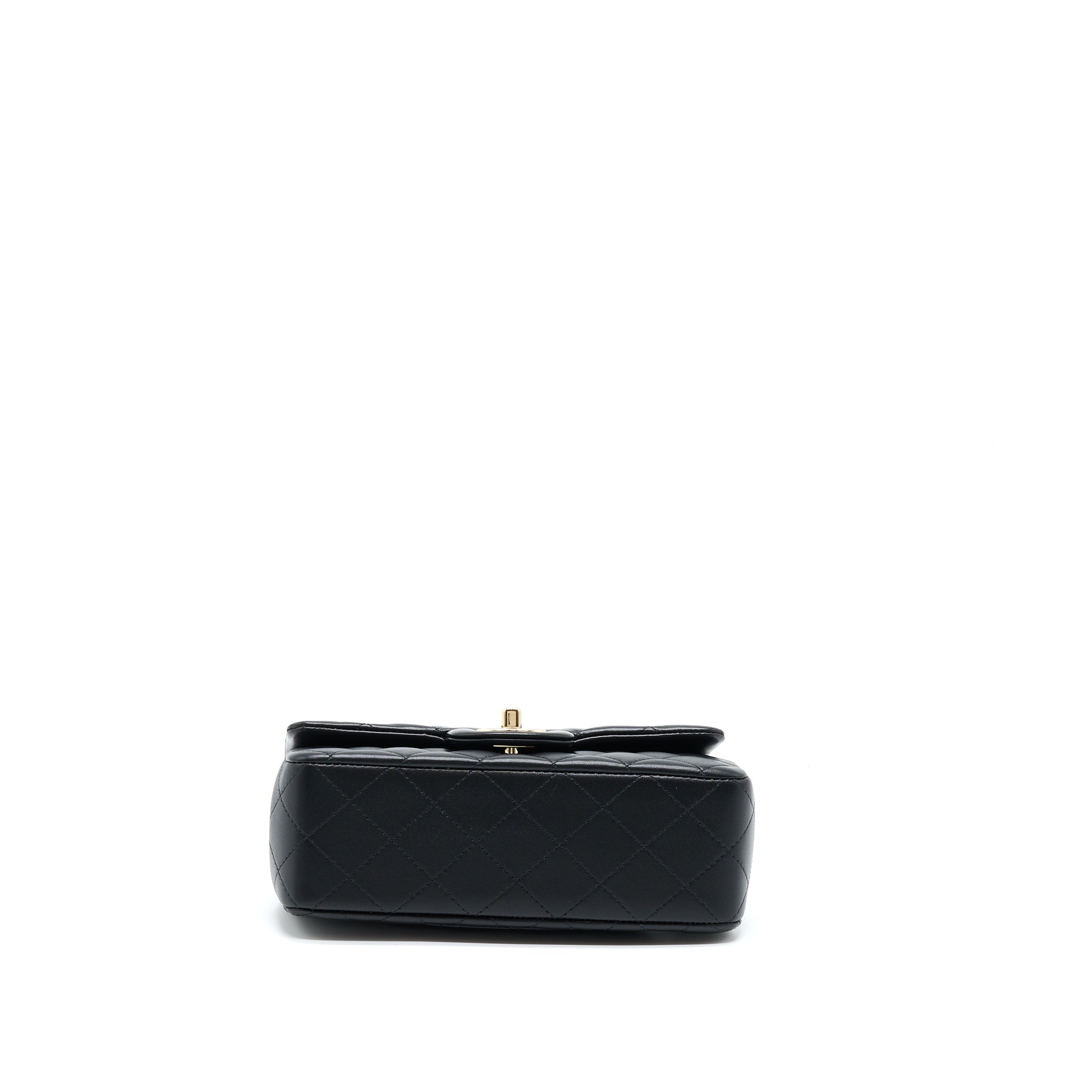 CHANEL 22A TOP HANDLE MINI RECTANGULAR FLAP BAG LAMBSKIN BLACK GHW (MICROCHIP)
