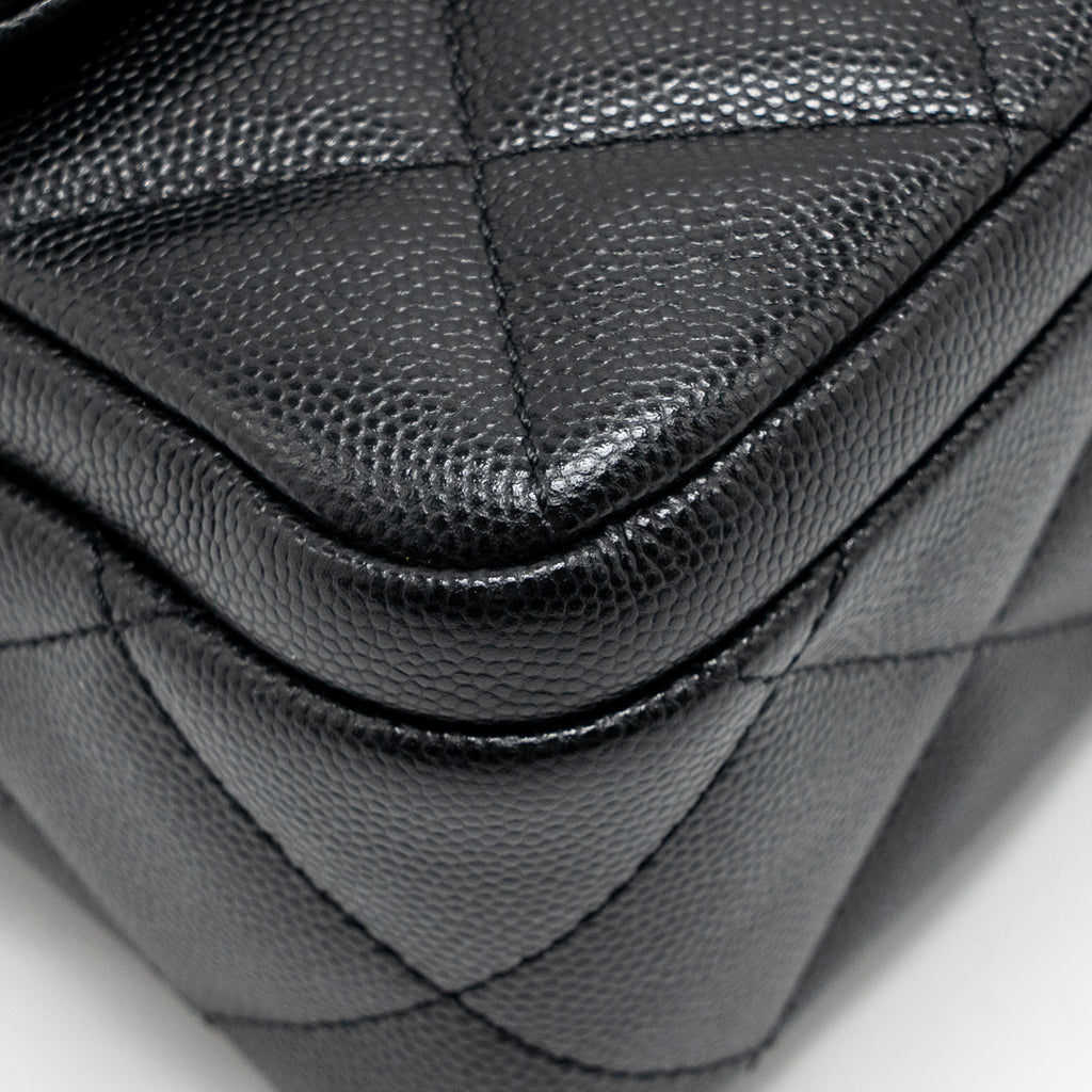 CHANEL 24B QUILTED FLAP BAG CAVIAR BLACK GHW(MICROCHIP)