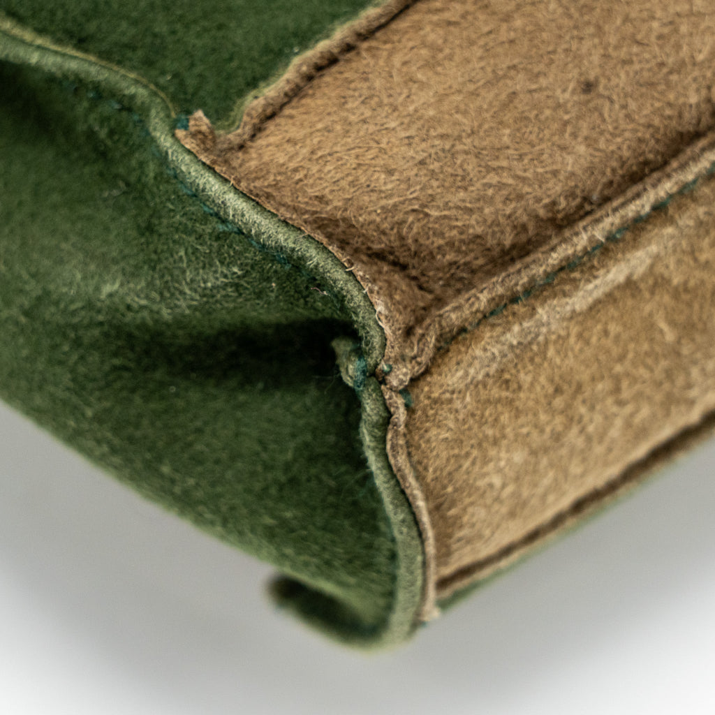 CHANEL 2.55 PATCHWORK SINGLE FLAP BAG SUEDE DARK GREEN SHW
