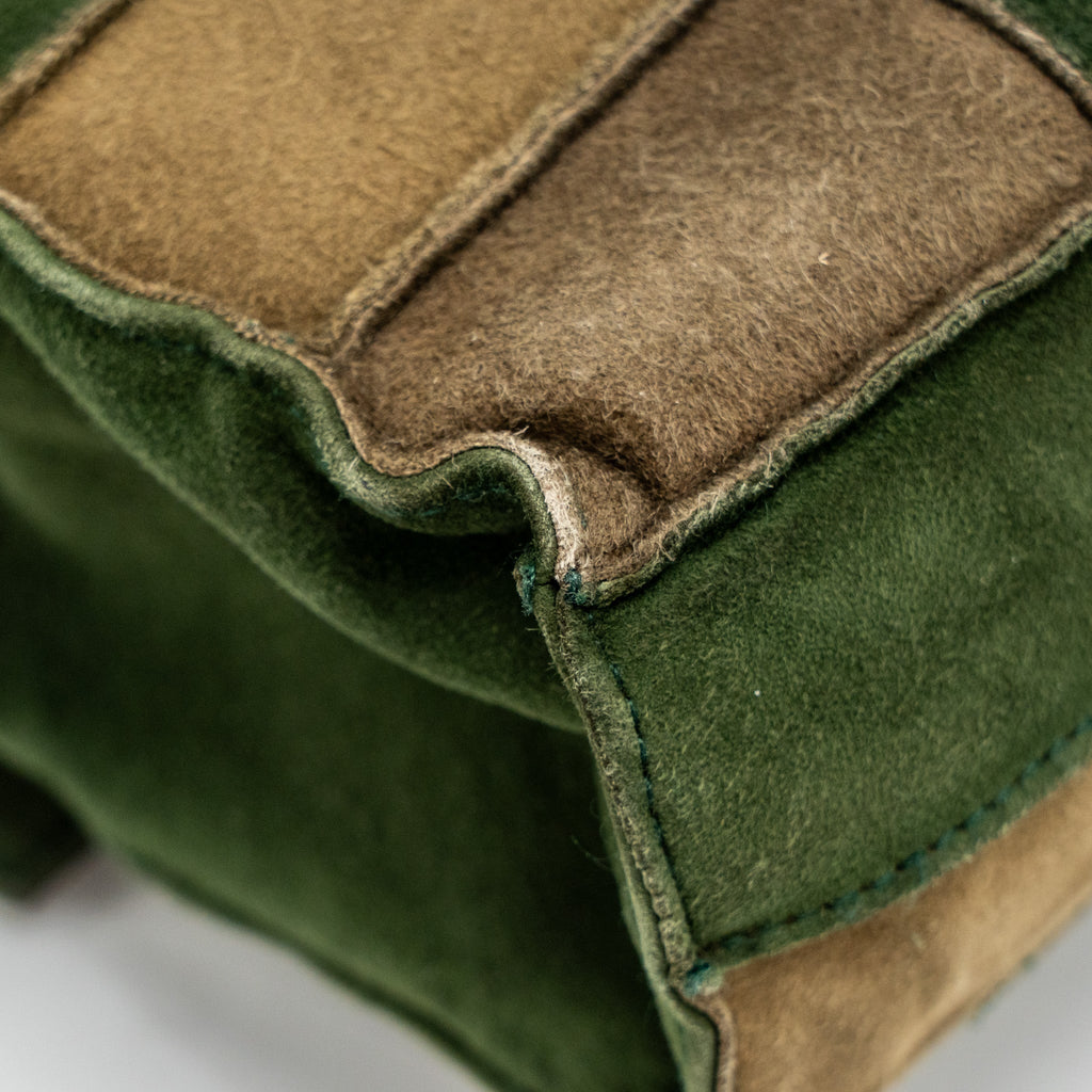 CHANEL 2.55 PATCHWORK SINGLE FLAP BAG SUEDE DARK GREEN SHW